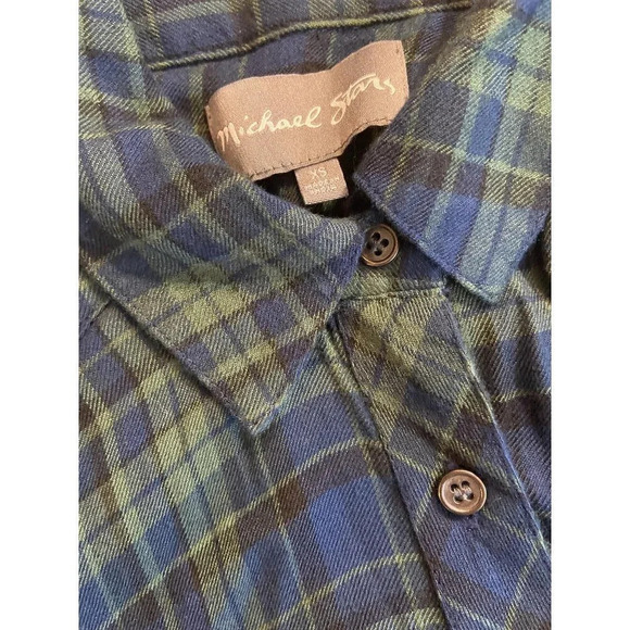 Michael Stars Plaid Boyfriend Button up Shirt Xsmall Womens Top - Picture 10 of 11